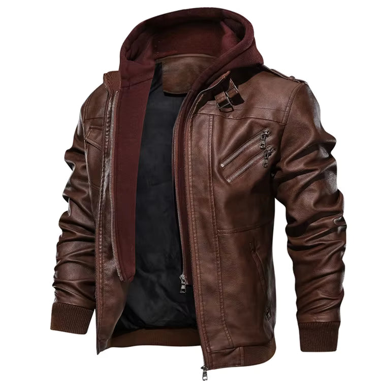 Urban Leather Hoodie Jacket
