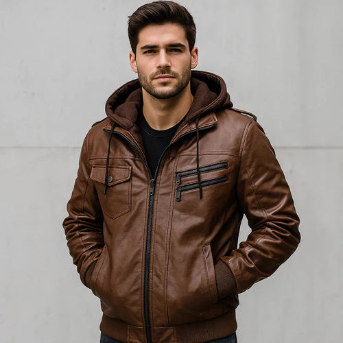 Urban Leather Hoodie Jacket