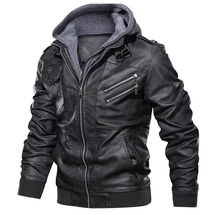 Urban Leather Hoodie Jacket