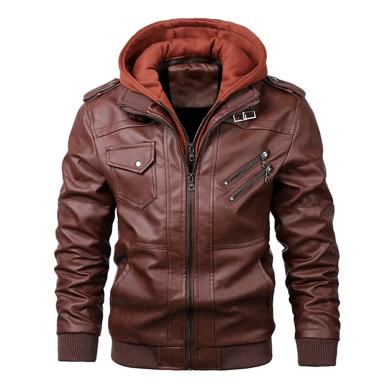 Urban Leather Hoodie Jacket