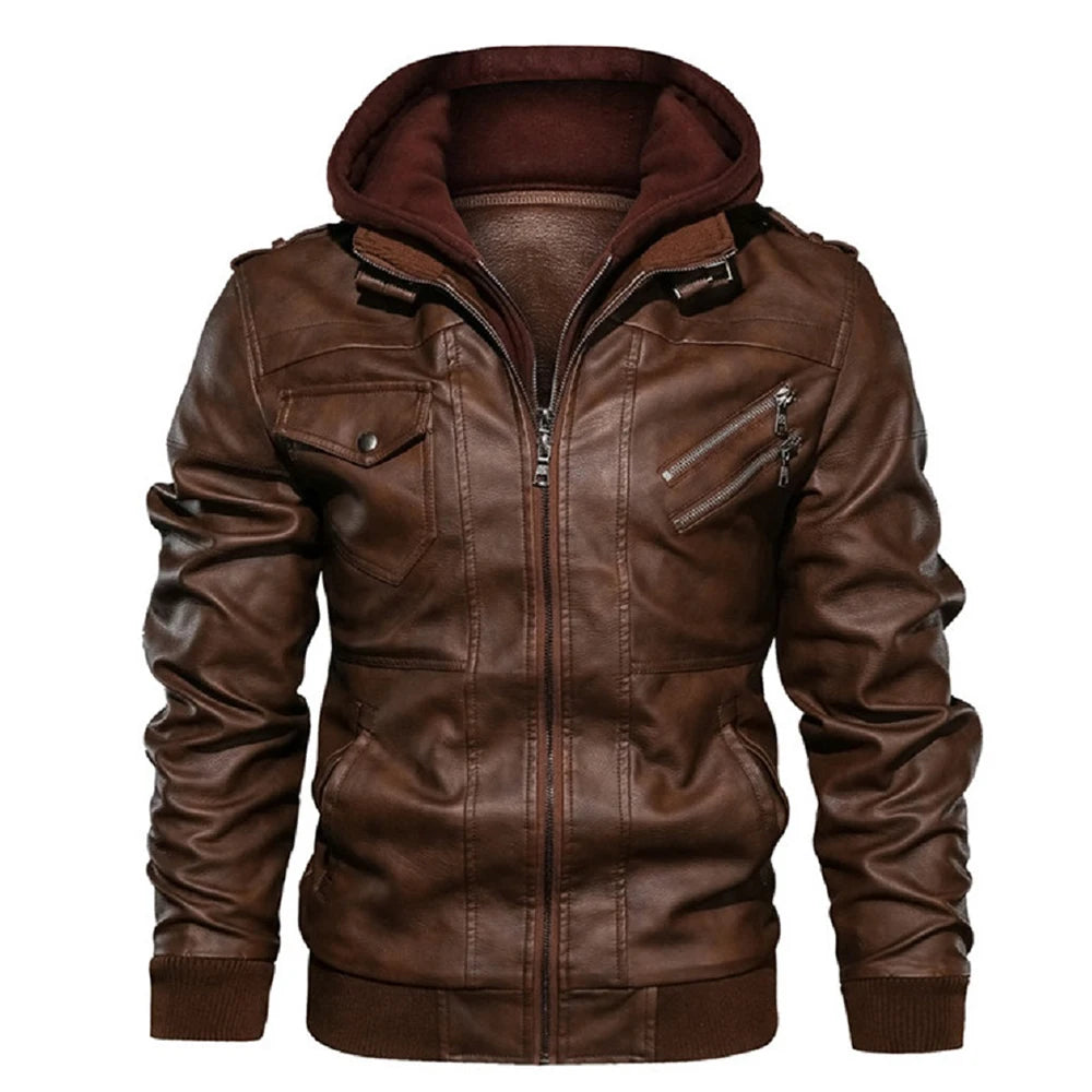 Urban Leather Hoodie Jacket